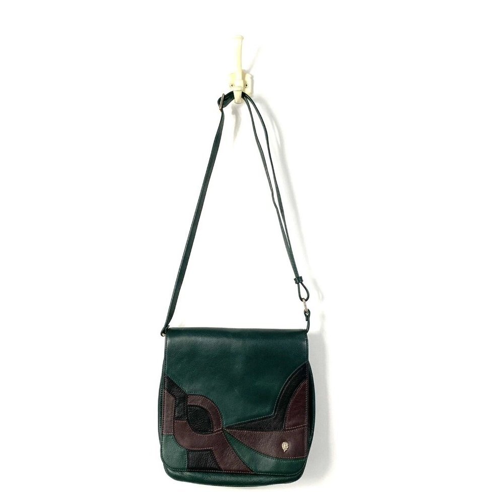 Helen Kaminski Bridgette Combo Brown Black Green‎ Leather Cross Body Bag